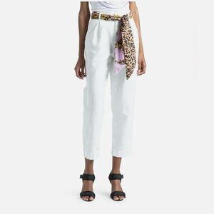 NWT Versace Jeans Couture White Straight Jeans Purple/Animal Scarf Belt Sz 28